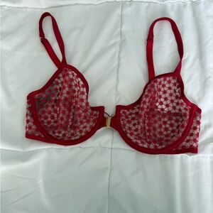 Victoria's Secret Red Lace Front-Closure Underwire Bra